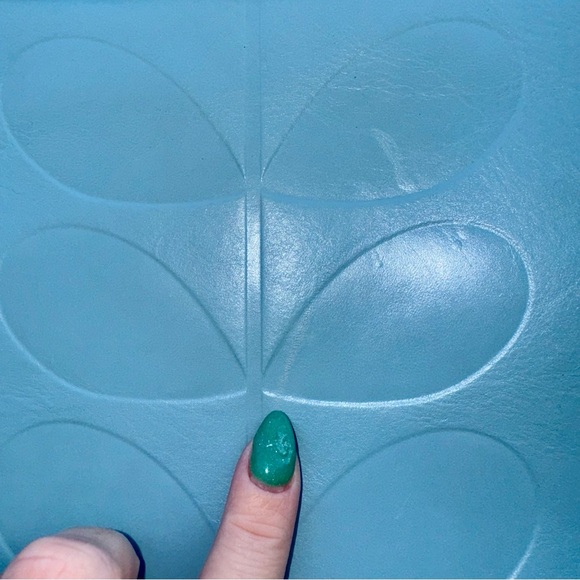 Orla Kiely Blue Punched Stem Leather Zip Crossbody Convertible Backpack Handbag - Picture 15 of 16